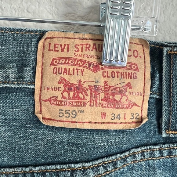Levi's 559 Jeans Men's 34x32 Relaxed Straight Leg Cotton Mid Rise Medium Wash - Picture 5 of 8